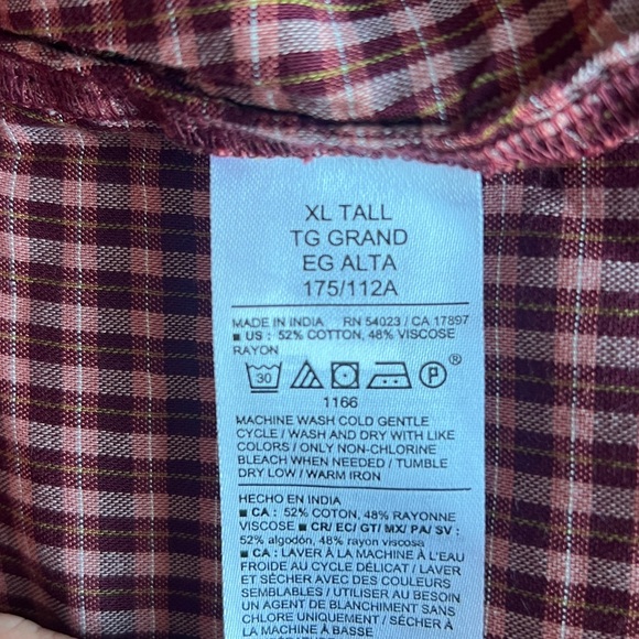 Old Navy Burgundy Plaid Top XL tall nwt - Picture 6 of 8